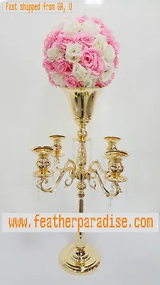 $79.99 • Buy 30 Inches Gold 5 Arm Metal Candelabra Wedding Centerpiece Floral Stand (From GA)