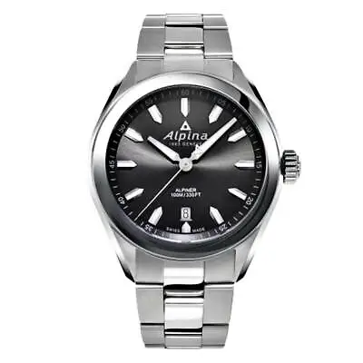 £484.68 • Buy Alpina Alpiner Men's Watch Quartz Black Dial Silver Steel Bracelet AL-240GS4E6B