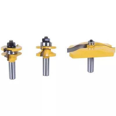 3 PCS Router Bit Set 1/2-Inch Shaker Raised Panel Round Over Cabinet Door Route • £31.63