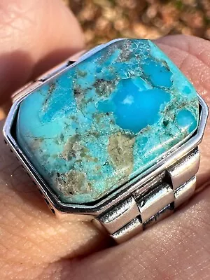 Mens Real Solid 925 Silver Blue Turquoise Natural Native American Gemstone Ring • $75.55