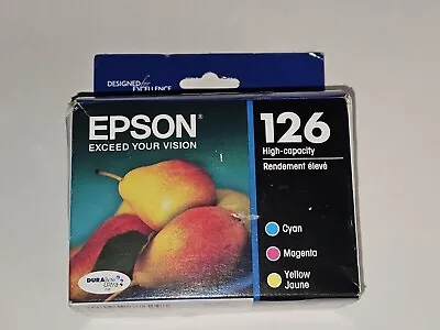 Epson 126 High Capacity Color Ink Cartridges Cyan Magenta Yellow Worn Box NEW • $21.99