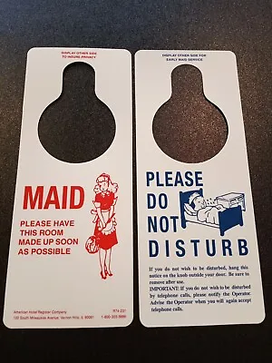 1 Vintage Reversible Maid Service Do Not Disturb Sign American Hotel Register Co • $9.99