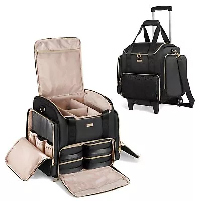 Rolling Makeup Case With 4 Removable Bags Professional Makeup Train Case Wit... • $126.62