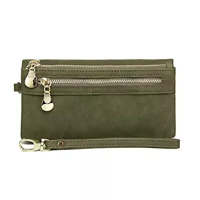 Women Vegan Leather Wallet Long Bifold Clutch Wallet For Women With Green • $40.47