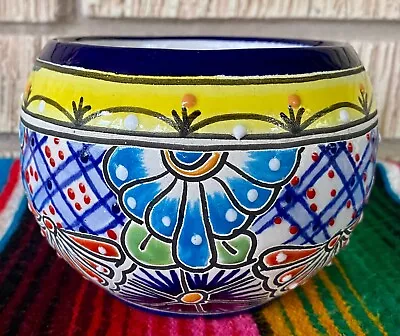 Mexican Ceramic Flower Pot Planter Folk Art Pottery Handmade Talavera #36 • $19.99