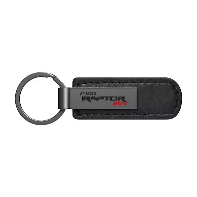 Ford F-150 Raptor SVT Gunmetal Gray Metal Plate Black Leather Strap Key Chain • $19.99