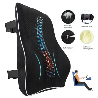 Memory Foam Lumbar Back Support Cushion Seat Waist Back Pillow Home Car Office • £17.92