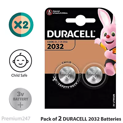 2 X Duracell CR2032 3V Lithium Button Battery Coin Cell DL/CR 2032 Long Expiry • £3.19