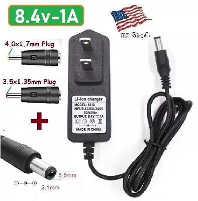 8.4V 1A AC/DC Adapter Power Supply Lithium-ion Charger W/ 5.5x2.1mm + 2 DC Plugs • $9.50