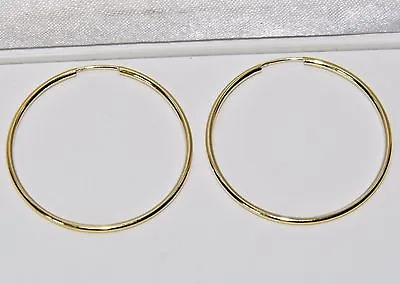 9CT YELLOW GOLD LADIES 30mm SLEEPER HOOP EARRINGS ~ 375 ~ Solid 9K Gold • £32.95