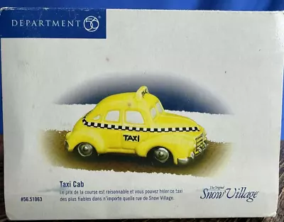 Dept 56 Snow Village Accessory TAXI CAB 51063 Yellow NEW WITH BOX/SLEEVE • $14.56
