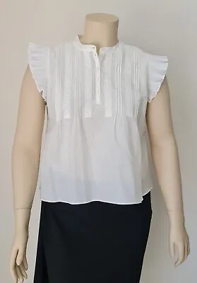 Basque Petite Ladies Sleeveless Frill Top Size 6 Colour Ecru • $9.99