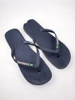 Havaianas Size 12-13 (US12 EU47) Black Flip Flops Toe Post Beach Sandals • £10