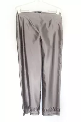 SIGRID OLSEN 100% Silk Ankle Pants Beads Embellished Lined Women's 6 (Tag 8) • $15.50