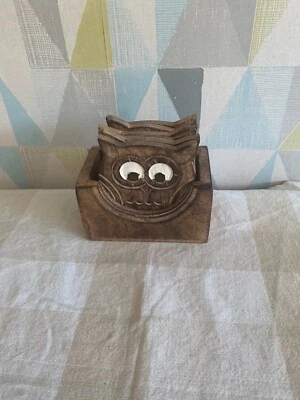 £1.99 • Buy Wooden Owl Coasters With Holder 