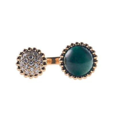 Van Cleef & Arpels Perlee Between The Finger Malachite Diamond Gold Ring • $7650