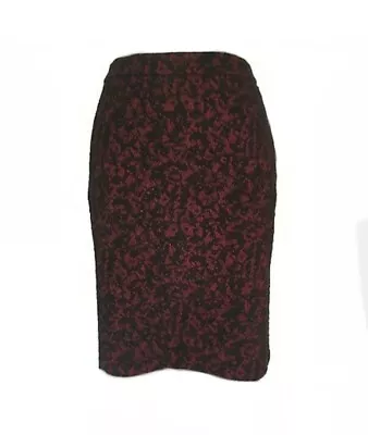 Michael Kors Basics Cinnabar Red/black Lace Look Pencil Skirt Rockabilly Chic • $23.84