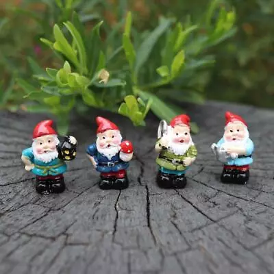 Gnome Miniature Figurine Mini Garden Gnomes Accessories Fairy Garden Decor 4pcs • $15.45