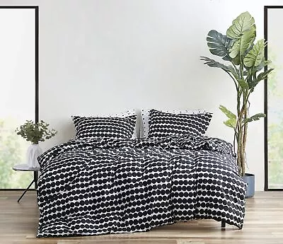 MARIMEKKO - King Duvet Cover Set Cotton Bedding With Matching Shams & Button... • $219.75