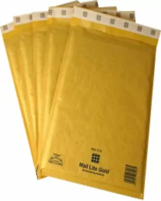 100 Mail Lite Bags A000 000 A Gold Padded Postal Envelopes 110x160mm Mailers • £15.28