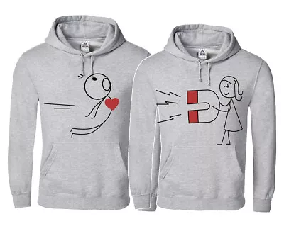 🔥 Magnet Girl Heart Boy Lovers Couple Matching Hoodies His Hers Adults Pullover • $24.95