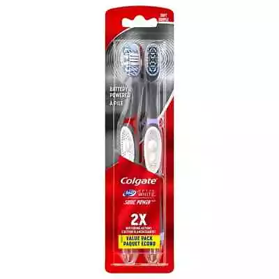 Colgate 360 Optic White Sonic Powered Vibrating Soft Toothbrush 2 Count 1 Pack • $16.91