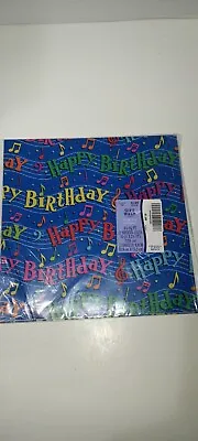 Ambassador Hallmark Vintage Happy Birthday Music Notes Treble Clef Gift Wrap • $14.99