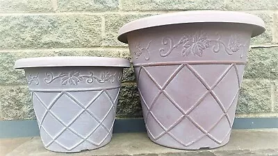 45cm Or  35cm Premium Terracota Large  Round Garden Plastic Planter Plant Pot • £16.99