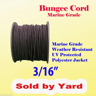 3/16  X  Sold By Yard Premium Marine Grade Bungee Shock Stretch Cord UV Black • $2.24