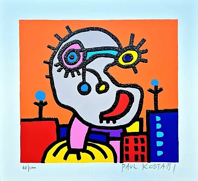 Paul Kostabi - Silkscreen Serigraph Mixed Material Original Numbered E • $108.05