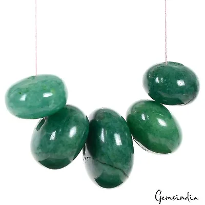 Certified 121+Ct/5 Pcs Natural Green Emerald Beads Round Cab Drill Bead Gemst • $14.99