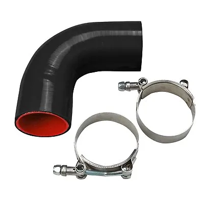 3  3PLY 90 Degree Elbow Silicone Hose Coupler 76mm Intercooler Pipe BKRD+ Clamp • $13.88