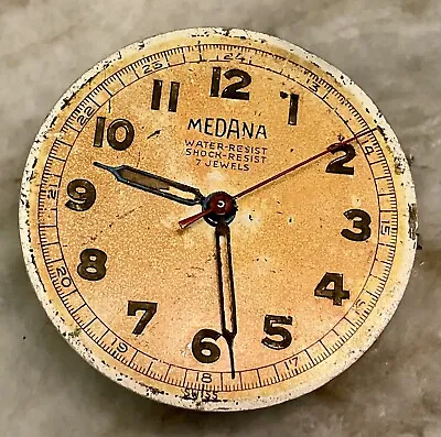 Vintage Medana Military Watch Swiss Movement 7J ST 377 Tropical Dial Run Briefly • $9.99