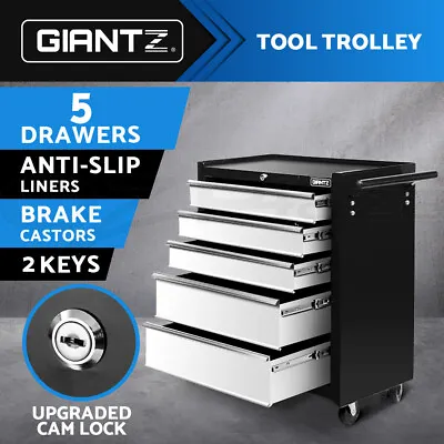 Giantz 5 Drawers Tool Box Chest Cabinet Trolley Box Garage Storage Toolbox Grey • $149.95