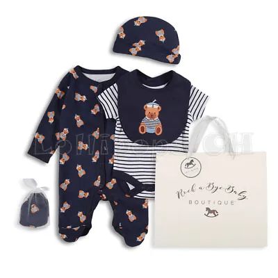 Baby Boy Gift Set 6 Piece Layette In A Mesh Bag- Sailor Bear 0-6 M • £20.95