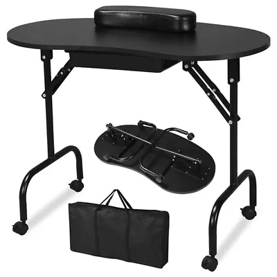 Folding Manicure Nail Table Nail Beauty Technician Desk Art Workstation With Bag • £59.99