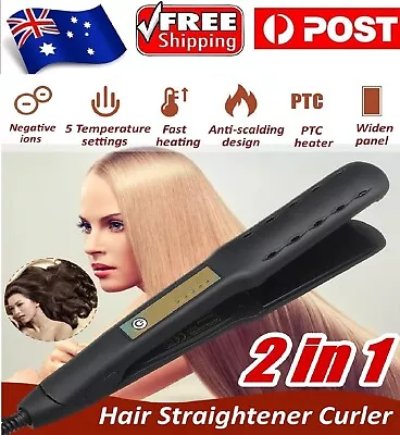 2In1 Electric Hair Straightener Dry Wet Curler Styler 5-Speed Ceramic Tourmaline • $29.49