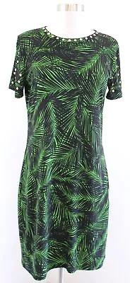 NWT Michael Kors Green Black Palm Floral Print Jersey Shift Tee Dress Size M • $34.99