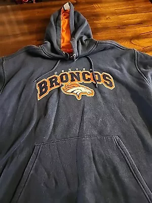 Denver Broncos NFL Football Blue Large Pullover Hoodie Sweatshirt • $15