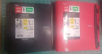 2 Pack 1.5  Ring Three-Hold Punch Binder - Five Star Mead Black Red • $16.99