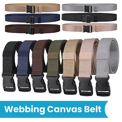 £3.85 • Buy Tactical Canvas Webbing Belt Military Style Quick Release Buckle For Trouser