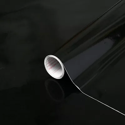 2m X 45cm BLACK GLOSS VINYL FILM WRAP STICKY BACK PLASTIC SELF ADHESIVE FABLON • £9.63