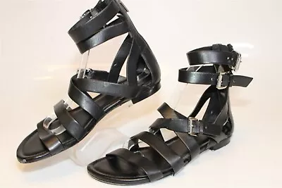 Michael Kors Womens 9 M Jocelyn Black Leather Gladiator Sandals Shoes • $7