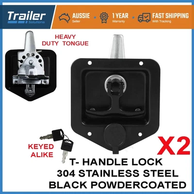 $47 • Buy X2 Black T Handle Lock. Stainless Steel, Flush Mount, Tool Box, Camper Trailer