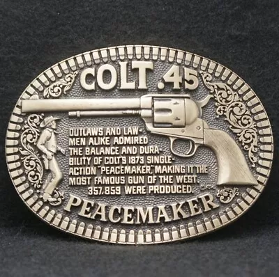 Wd11106 *nos* Vintage 1979 *colt .45* Peacemaker Advertisement Brass Belt Buckle • $80