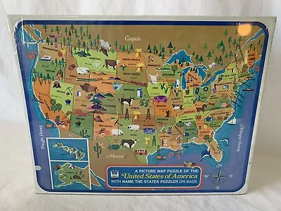 USA PUZZLE MAP United States Of America Name The States SEALED Vintage 1968 • $25