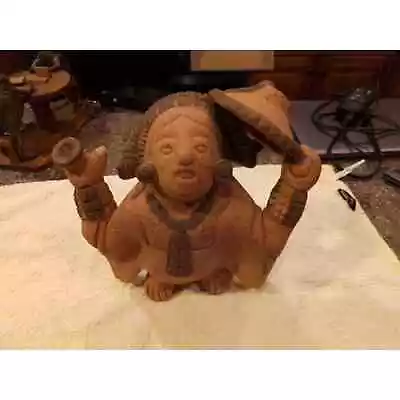 Vintage Pottery Aztec Maya Terracotta Clay Figurine Statue Sculpture Folk • $22.50