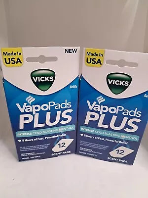 2X Vicks VapoPads PLUS Refills 2x12 Scent Pads W Intense Cold Blasting Menthol • $22.50