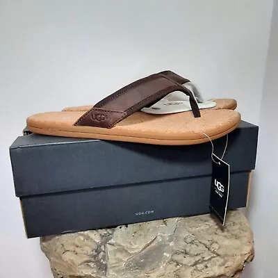 UGG Seaside Flip Flops Chestnut Leather Thong Sandals 1020073 Men's Size 7 • $42