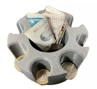 Coin Cash Note Money Organiser Mini Storage Box Sorter Savings Grey 1p-£2 • £11.99